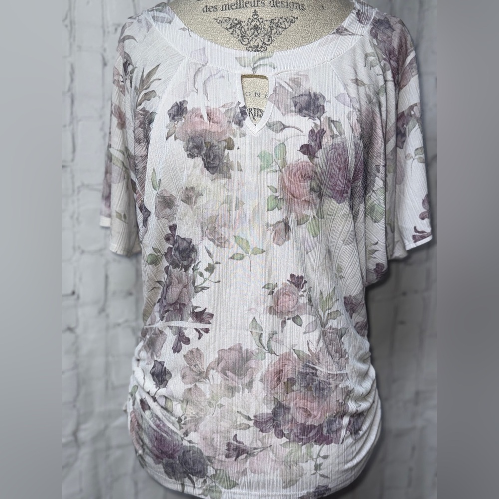 Espresso Floral Blouse in Soft Pastels - Picture 1 of 4